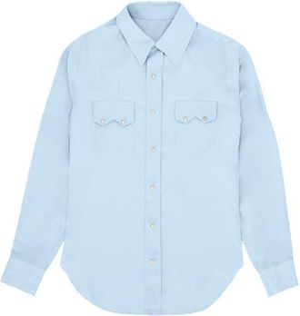 Fortela Toledo Silk Texan Shirt in Light Blue at Nordstrom, Size 44 Eu