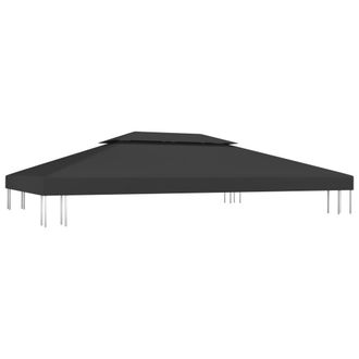 Berkfield Home 2-Tier Gazebo Top Cover 310 g/m &sup2; 4x3 m Black