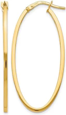 Diamond2Deal 14K Yellow Gold Oval Shape Hoop Earrings 40mm