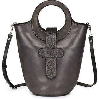 OLD TREND Lily Genuine Leather Structured Everyday Bucket Crossbody in Grey at Nordstrom