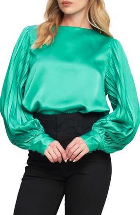 Flying Tomato Solid Woven Long Sleeve Top in Teal Green at Nordstrom Rack, Size Medium