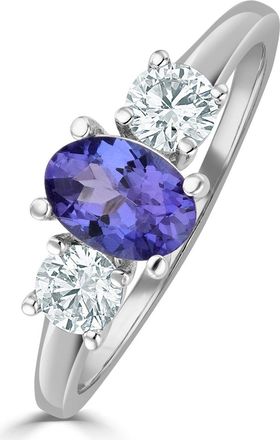 The Diamond Store Tanzanite 7 x 5mm And Diamond 18K White Gold Ring