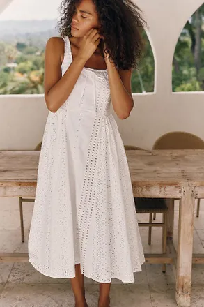 English Factory Embroidered Midi Dress