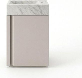Saniclass Chaci Toiletmeubelset - 40x65cm - 1 deur - 1 kraangat - rechts - fontein natuursteen marmer - mat cotton (beige)