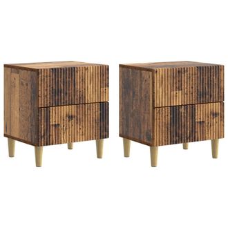 vidaXL Armario De Noche 2 Pcs Madera Envejecida 43 X 34,5 X 48 Cm Vidaxl