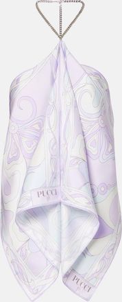 Pucci Orchidee embellished silk twill top