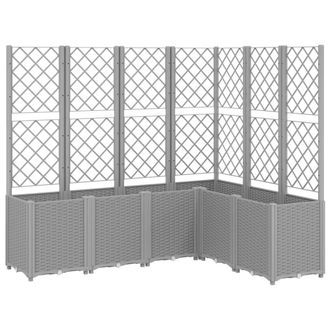 Berkfield Home Garden Planter with Trellis Light Grey 160x120x140 cm PP | Size: 160 x 120 x 140 cm