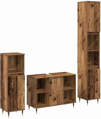 vidaXL vidaXL Set di mobili per il bagno con lo scaffale 3 pcs Legno vecchio