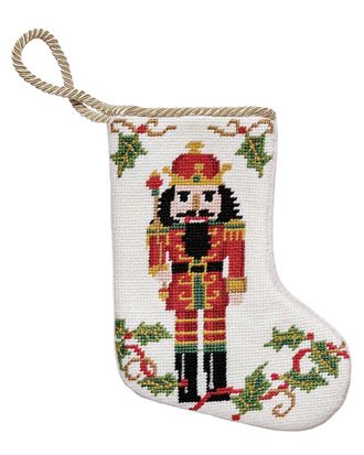Peking Handicraft Nutcracker Embroidered Needlepoint Mini Stocking