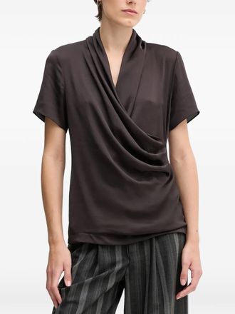 Joseph Ribkoff draped top - women - Recycled Polyester/Polyester - 50 - Brown