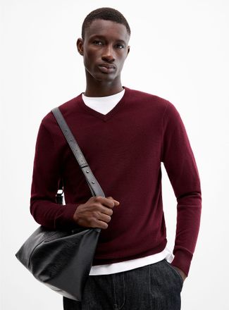 Le 31 Mens Responsible merino V-neck sweater