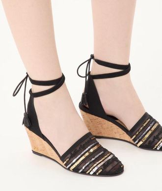 Valentino Garavani Zeppa La Cruisette In Rete Con Ricamo 75Mm Donna NERO 36.5