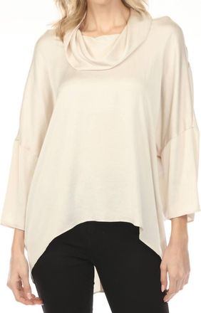Joseph Ribkoff Cowl Neck Satin Boxy Tunic Top In Birch