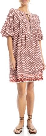 Max Studio Floral Puff Sleeve Shift Dress in Cream/Red at Nordstrom Rack, Size X-Small