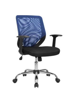 Serena Serena - Silla De Oficina Albany, Sill&oacute;n Ejecutivo De Malla Con Reposabrazos, Asiento De Oficina Ergon&oacute;mico, Cm 60x54h90/98, Negro Y Azul