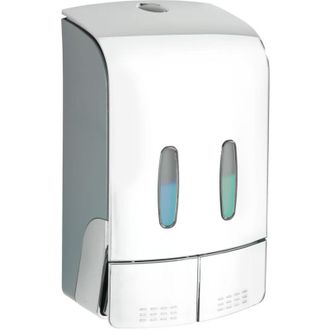 OEM Dispensador De Jab&oacute;n Tartas Cromado De Pared Con Dos Compartimentos Y Capacidad De 480 Ml. Dispensador Doble De Abs, Ideal Para Ba&ntilde;os. No Requiere Tal