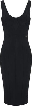 Elisabetta Franchi Kleedjes, Dames, Zwart, XS, Scuba jurk met sweetheart halslijn en korset-details