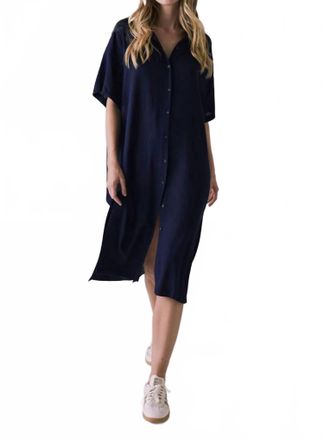Chaser Seaside Button Up Dress In Navy