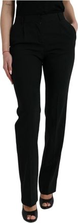 Dolce & Gabbana Tailored Straight Leg Broeken - Dames - Straight fit broeken - Zwart - XS - Wol - Broeken