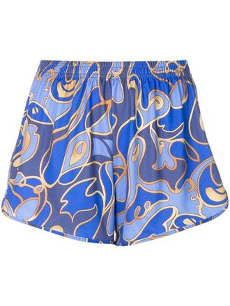Lygia & Nanny Lee graphic-print shorts - women - Polyester/Spandex/Elastane - 40 - Blue