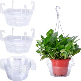 No Brand 20 Platillos Transparentes Para Macetas Con Ganchos, Bandejas De Goteo Colgantes De 15 Cm (6)