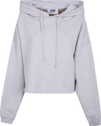 Golden Goose Star WS Oversize Cropped Hoodie Heavy Fleece Destroyed