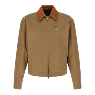 Versace Cotton Jacket with Contrast Collar - male - Versace - Light Jackets - Beige - XL - Jackets