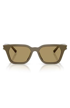 Armani 52mm Square Sunglasses in Brushed Green /Green Olive at Nordstrom
