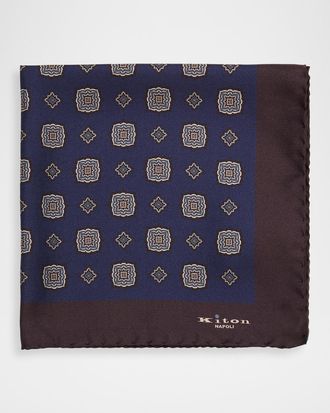 Kiton Men & apos;s Medallion Silk Pocket Square