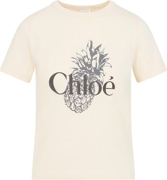 Chloé Tender Peach Beige Cotton T-Shirt-Donna