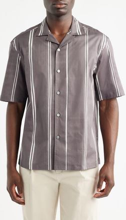BOSS C-Lars Relaxed Fit Camp Shirt in Medium Purple at Nordstrom, Size Xx-Large