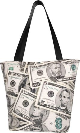 AOOEDM Tote Bag American Dollar Shopping Bags Small Reusable Market Bag Beach Tote Bags Travel Totes