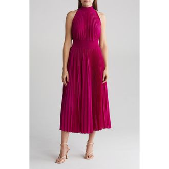Marina Rossini Pleated Midi Dress in Fuchsia at Nordstrom Rack, Size 10