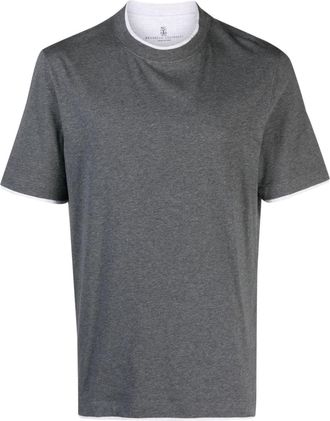 Brunello Cucinelli layered-effect cotton T-shirt - men - Cotton - S - Grey
