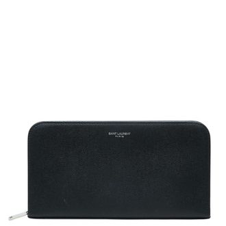 Saint Laurent Black Leather Long Wallet (Bi-Fold) (Pre-Owned)