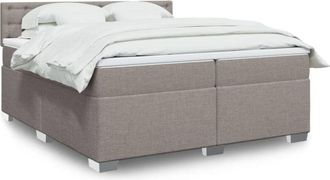 vidaXL Cama Con Luces De Tiras Led Taup&eacute; 200 X 200 Cm Tela