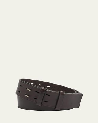 Dries Van Noten Mens Double-Prong Calf Leather Belt