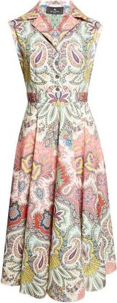Etro Paisley Print Cotton Poplin Shirtdress in Print On White Base at Nordstrom, Size 8 Us
