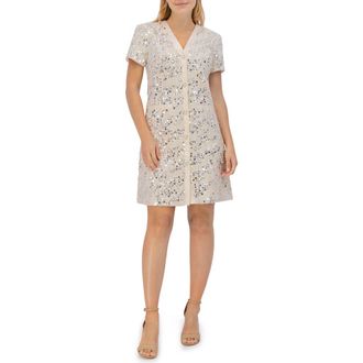 Eliza J Sequin Tweed Shift Dress in Ivy at Nordstrom Rack, Size 14