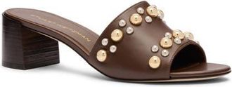 Stuart Weitzman Perry Leather Slide Sandal in Cigar at Nordstrom, Size 9.5