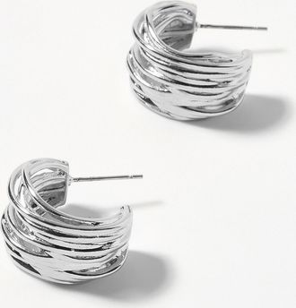 Simons Womens Interlaced half-Hoop Earrings