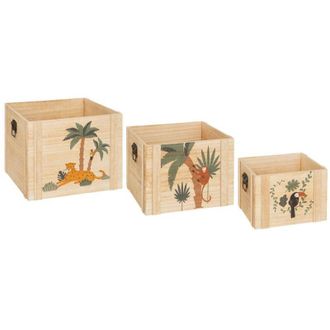 Atmosphera Atmosphera - Juego De 3 Cajas Para Ni&ntilde;os Jungle Madera Cr&eacute;ateur DInt&eacute;rieur