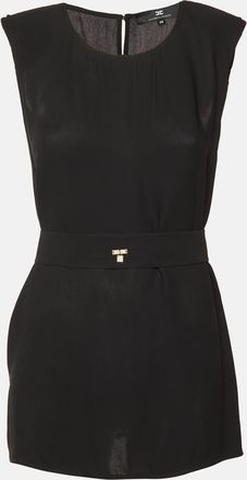 Elisabetta Franchi Black Chiffon Belted Open Back Top