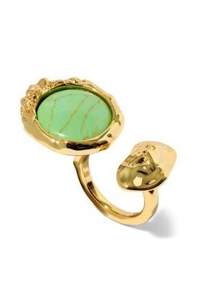 Alexis Bittar Brut Reconstituted Turquoise Coin Open Ring in Green/Gold at Nordstrom Rack, Size 7