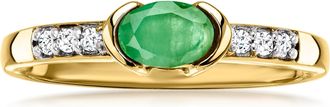 Ross-Simons Emerald and. White Zircon Ring in 18kt Gold Over Sterling