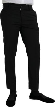 Dolce & Gabbana Mens Black Wool Slimfit Dress Formal Pants Virgin