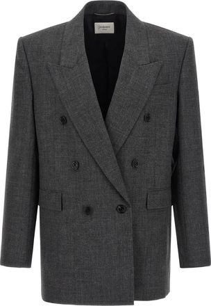 Saint Laurent Blazer met dubbele rij knopen - Grijs