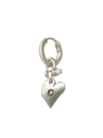 Parts Of Four Jazzs Solid Heart sterling silver and diamond earring - unisex - Sterling Silver/Diamond - One Size