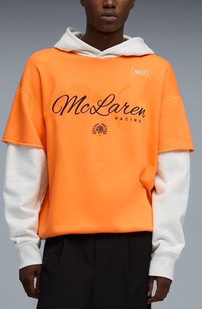 Puma McLaren Layered Graphic Hoodie in Papaya at Nordstrom, Size Xx-Large