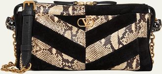 Valentino Garavani Small Patchwork Suede & Python Shoulder Bag